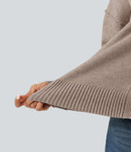 Dropped Long Sleeve Casual Cardigan — Light Taupe — view 7