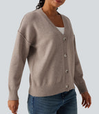 Dropped Long Sleeve Casual Cardigan — Light Taupe — view 6