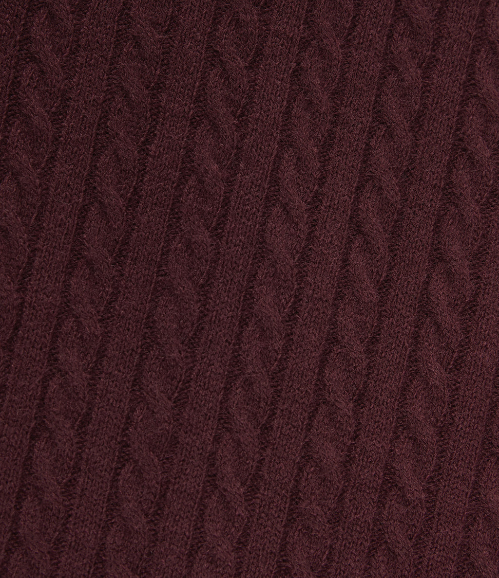 Cable‑Knit High Waisted Built-In Shorts Mini Casual Bodycon Skirt — Muddled Berry — view 6