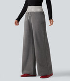 Mid Rise Drawstring Straight Leg Polka Dot Quick Dry Casual Sweatpants with Pockets — Dusky Charcoal — view 3