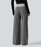 Mid Rise Drawstring Straight Leg Polka Dot Quick Dry Casual Sweatpants with Pockets — Dusky Charcoal — view 2