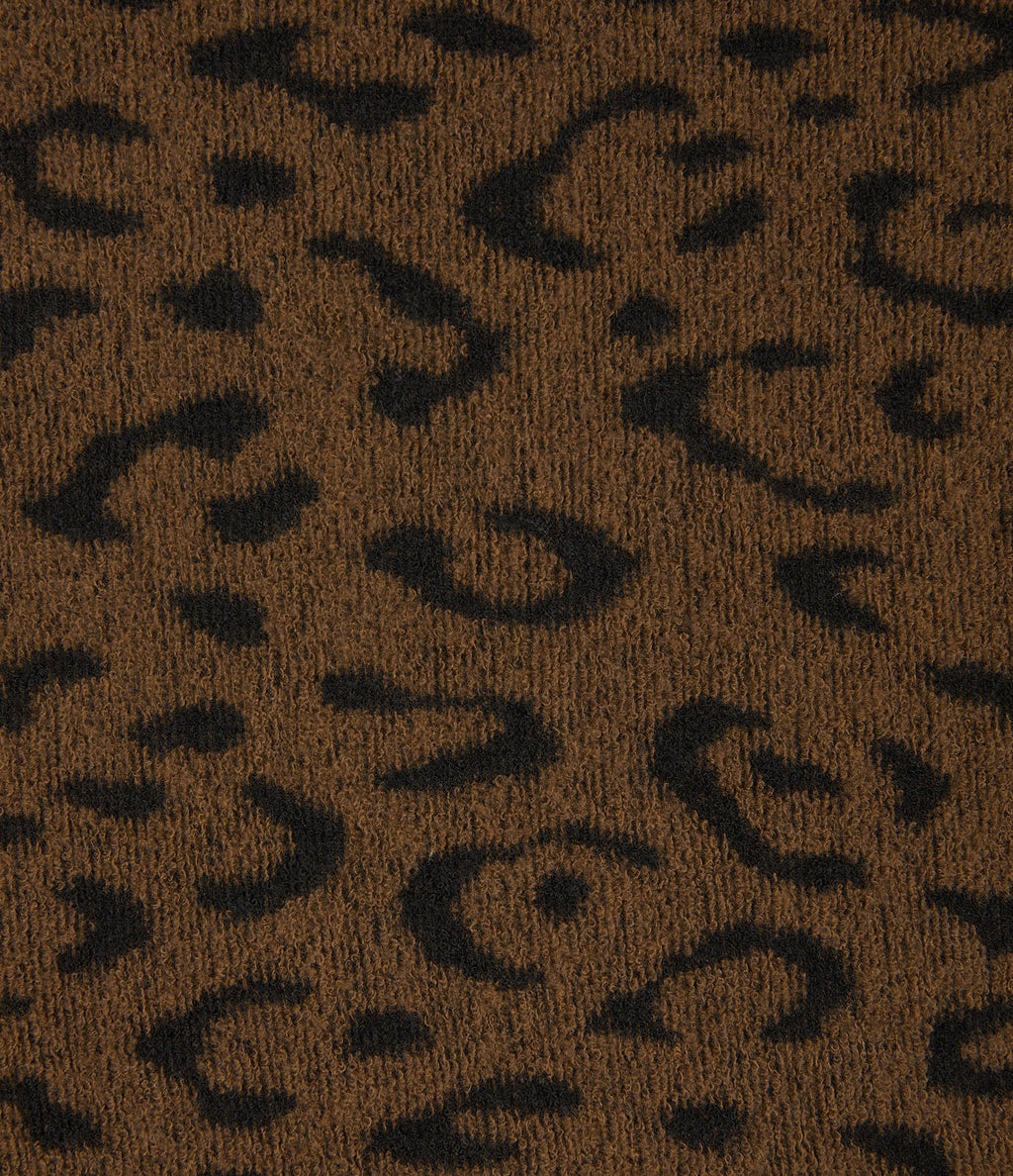 High Waisted Drawstring Leopard Print Wide Leg Casual Plush Trousers with Pockets — Brown and Black Leopard — view 8