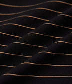 Boat Neck Sleeveless Tie Side Stripe Midi Work Dress with Pockets — Black Brown Black Pinstripe — view 7
