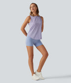 Round Neck Curved Hem Quick Dry Yoga Tank Top — Hazy Sky — view 4