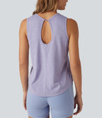 Round Neck Curved Hem Quick Dry Yoga Tank Top — Hazy Sky — view 2