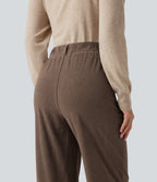 Mid Rise Straight Leg Corduroy Casual Trousers with Pockets — Acorn — view 5