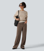 Mid Rise Straight Leg Corduroy Casual Trousers with Pockets — Acorn — view 6