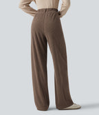 Mid Rise Straight Leg Corduroy Casual Trousers with Pockets — Acorn — view 2