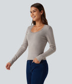 Round Neck Long Sleeve Contrast Lace Casual Jumper — Etherea — view 3
