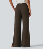 Mid Rise Drawstring Bootcut Casual Sweatpants with Pockets — Smoked Pecan — view 2