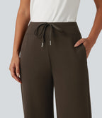 Mid Rise Drawstring Bootcut Casual Sweatpants with Pockets — Smoked Pecan — view 4