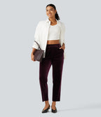 High Waisted Velvet Work Trousers with Pockets — Dusky purple — view 8