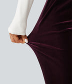 High Waisted Velvet Work Trousers with Pockets — Dusky purple — view 7