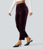 High Waisted Velvet Work Trousers with Pockets — Dusky purple — view 3