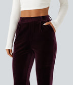 High Waisted Velvet Work Trousers with Pockets — Dusky purple — view 6