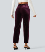 High Waisted Velvet Work Trousers with Pockets — Dusky purple — view 2