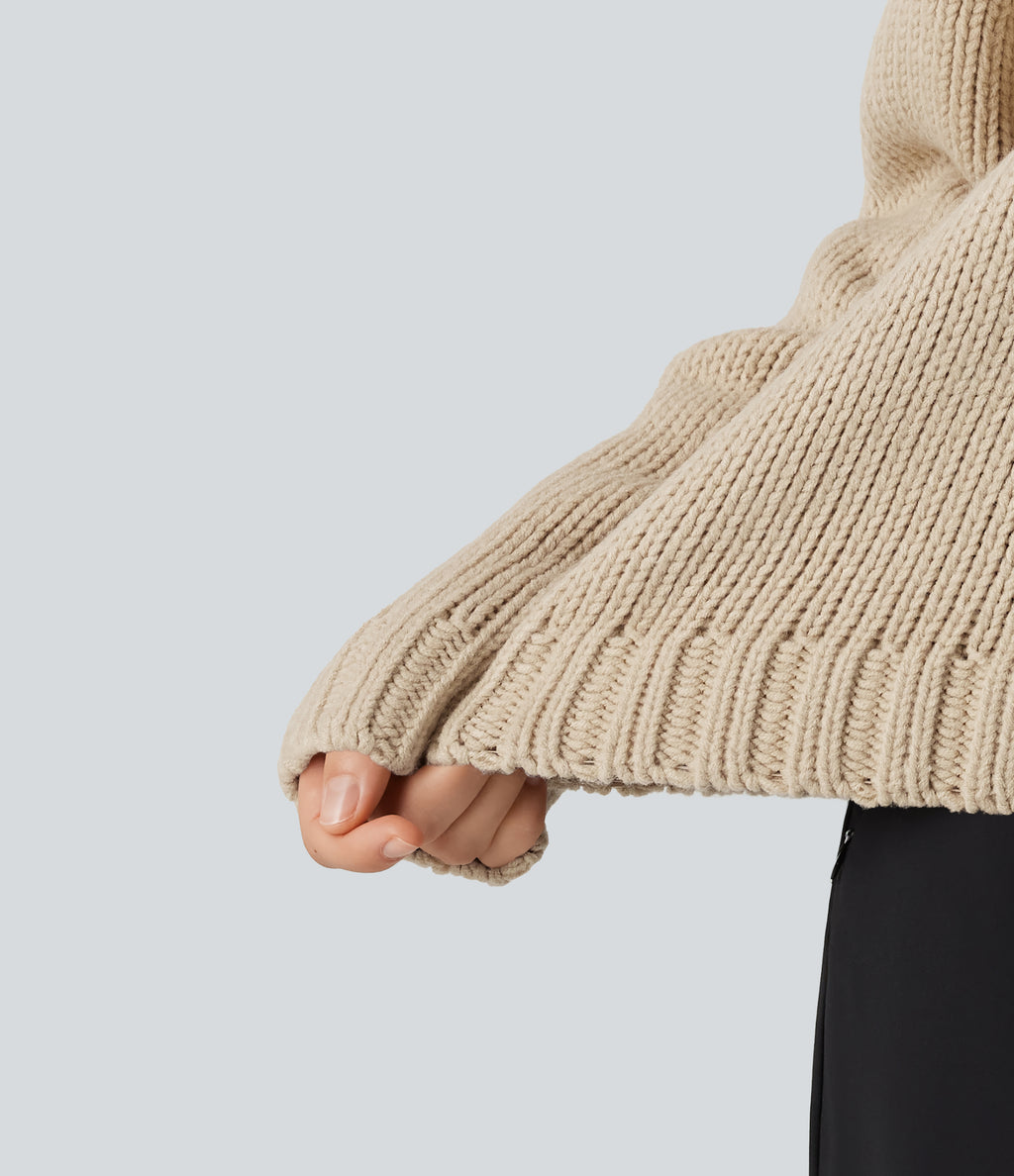Round Neck Long Sleeve Casual Cardigan — Pale Khaki — view 6