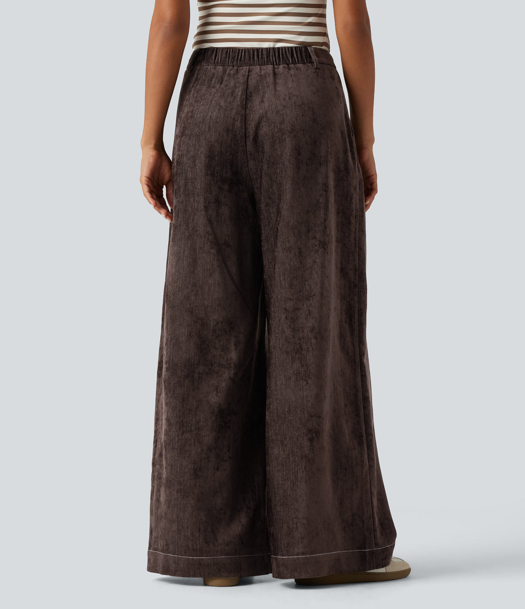 High Waisted Wide Leg Work Pant with Pockets — Mole' — view 2