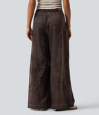High Waisted Wide Leg Work Pant with Pockets — Mole' — view 2
