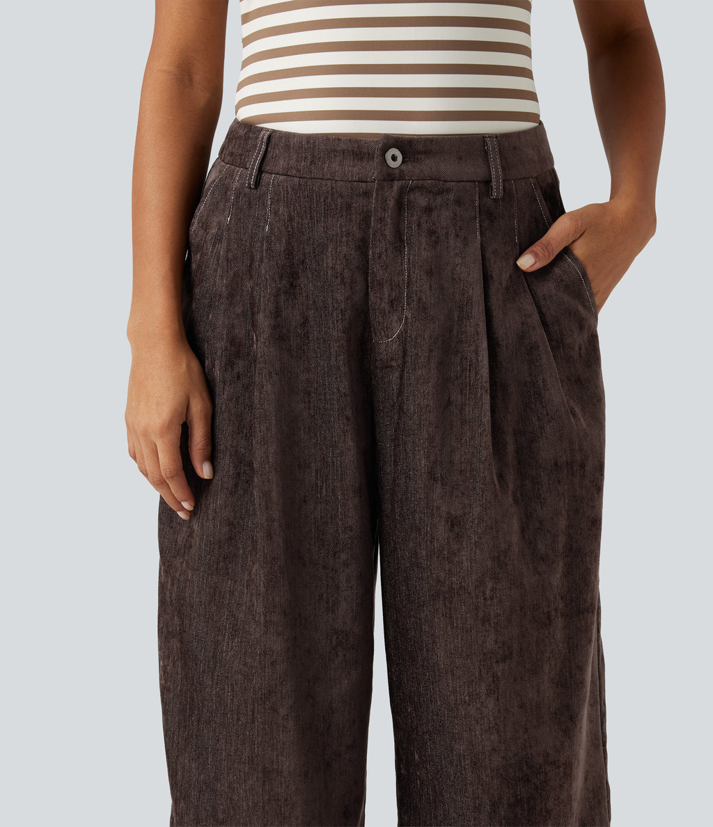High Waisted Wide Leg Work Pant with Pockets — Mole' — view 4