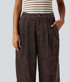 High Waisted Wide Leg Work Pant with Pockets — Mole' — view 4