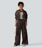 High Waisted Wide Leg Work Pant with Pockets — Mole' — view 6