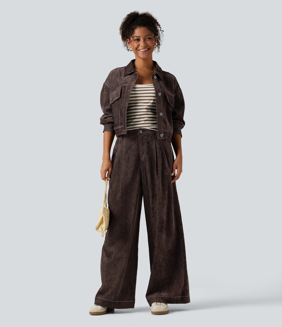High Waisted Wide Leg Work Pant with Pockets — Mole' — view 6