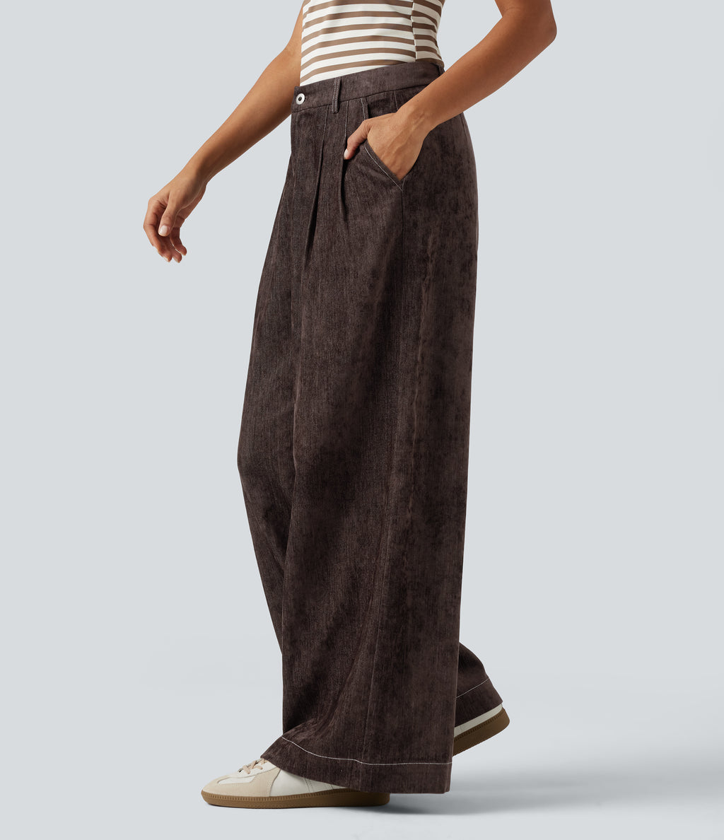 High Waisted Wide Leg Work Pant with Pockets — Mole' — view 3