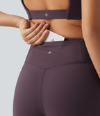 Speedwave High Waisted Tummy Control Crossover Ruched Training Biker Shorts 7" with Pocket — Dusky Evening purple — view 7
