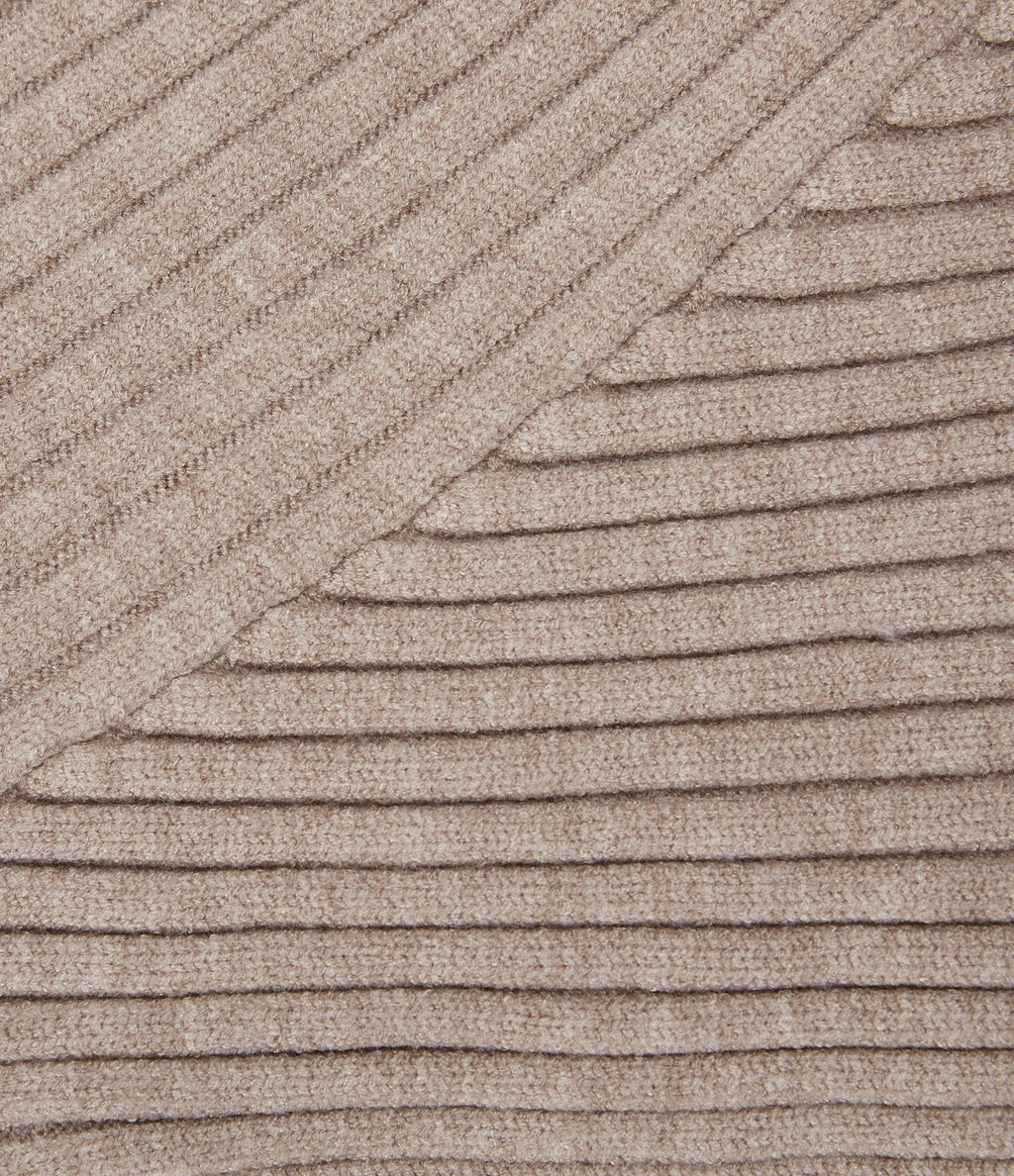 Ribbed Knit One Shoulder Long Sleeve Asymmetric Hem Casual Jumper — Doeskin — view 7