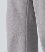 Mid Rise Barrel Leg Fleece Casual Cotton Sweatpants with Pockets — Dolphin — view 7