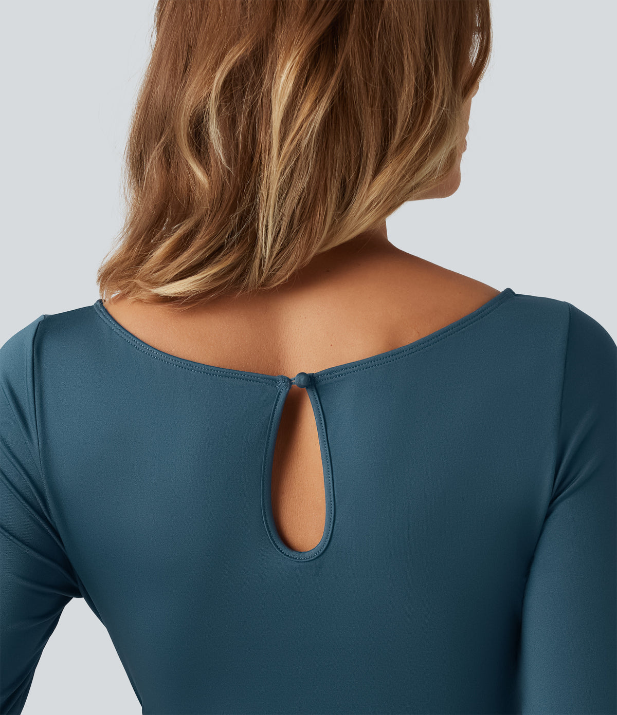 Boat Neck Long Sleeve Wide Leg Ruched Casual Jumpsuit with Pockets-Edition — Balsam — view 6