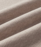 Ribbed V Neck Batwing Long Sleeve Casual Top — Oatstone Beige — view 7