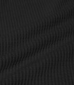Boat Neck Batwing Long Sleeve Ruched Waffle Lounging Top — Black — view 6