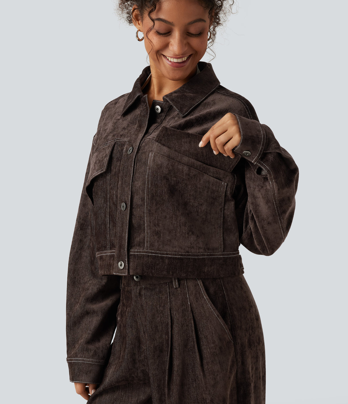 Long Sleeve Casual Shirt Jacket with Pockets — Mole' — view 5