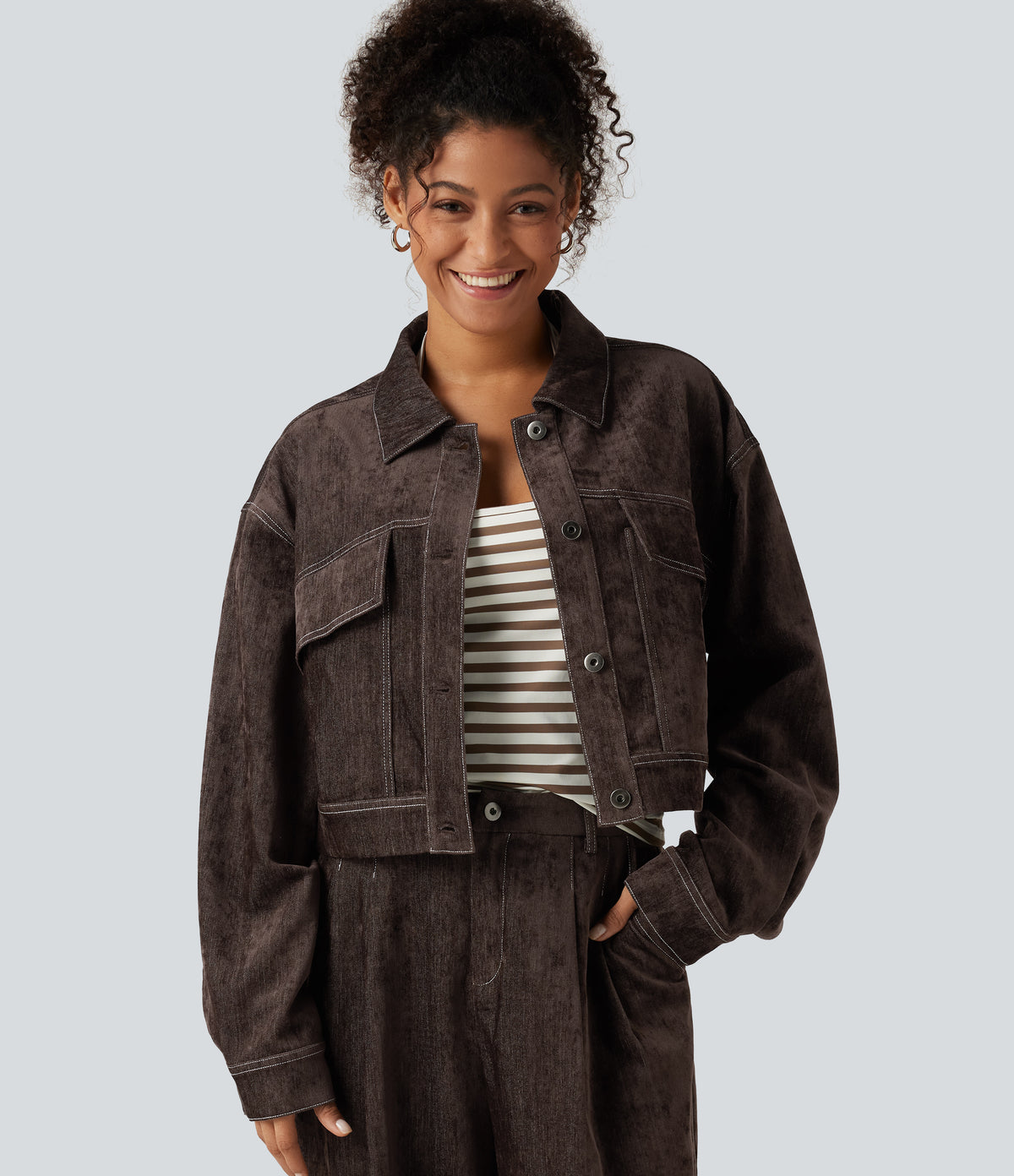 Long Sleeve Casual Shirt Jacket with Pockets — Mole' — view 1