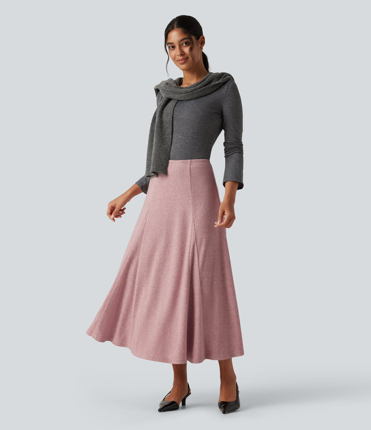 High Waisted A-Line Maxi Casual Skirt — Zephyr — view 5