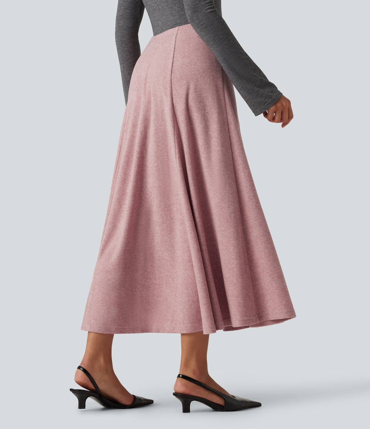 High Waisted A-Line Maxi Casual Skirt — Zephyr — view 2