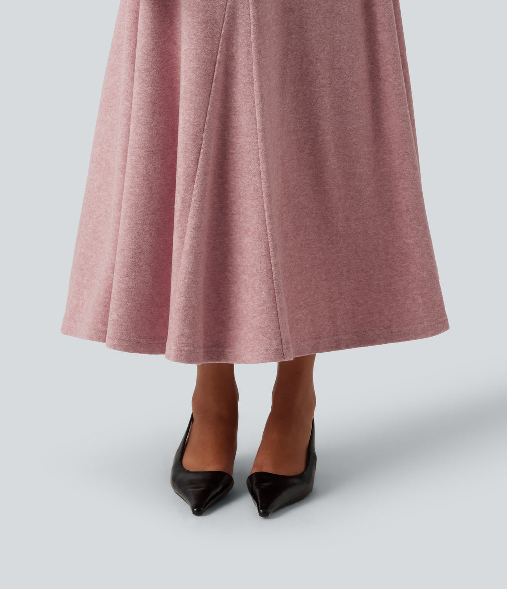 High Waisted A-Line Maxi Casual Skirt — Zephyr — view 4