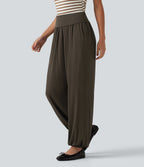 Mid Rise Casual Joggers with Pockets — Dark Earthy Brown — view 3