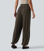 Mid Rise Casual Joggers with Pockets — Dark Earthy Brown — view 2