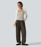Mid Rise Casual Joggers with Pockets — Dark Earthy Brown — view 8