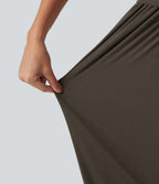 Mid Rise Casual Joggers with Pockets — Dark Earthy Brown — view 7