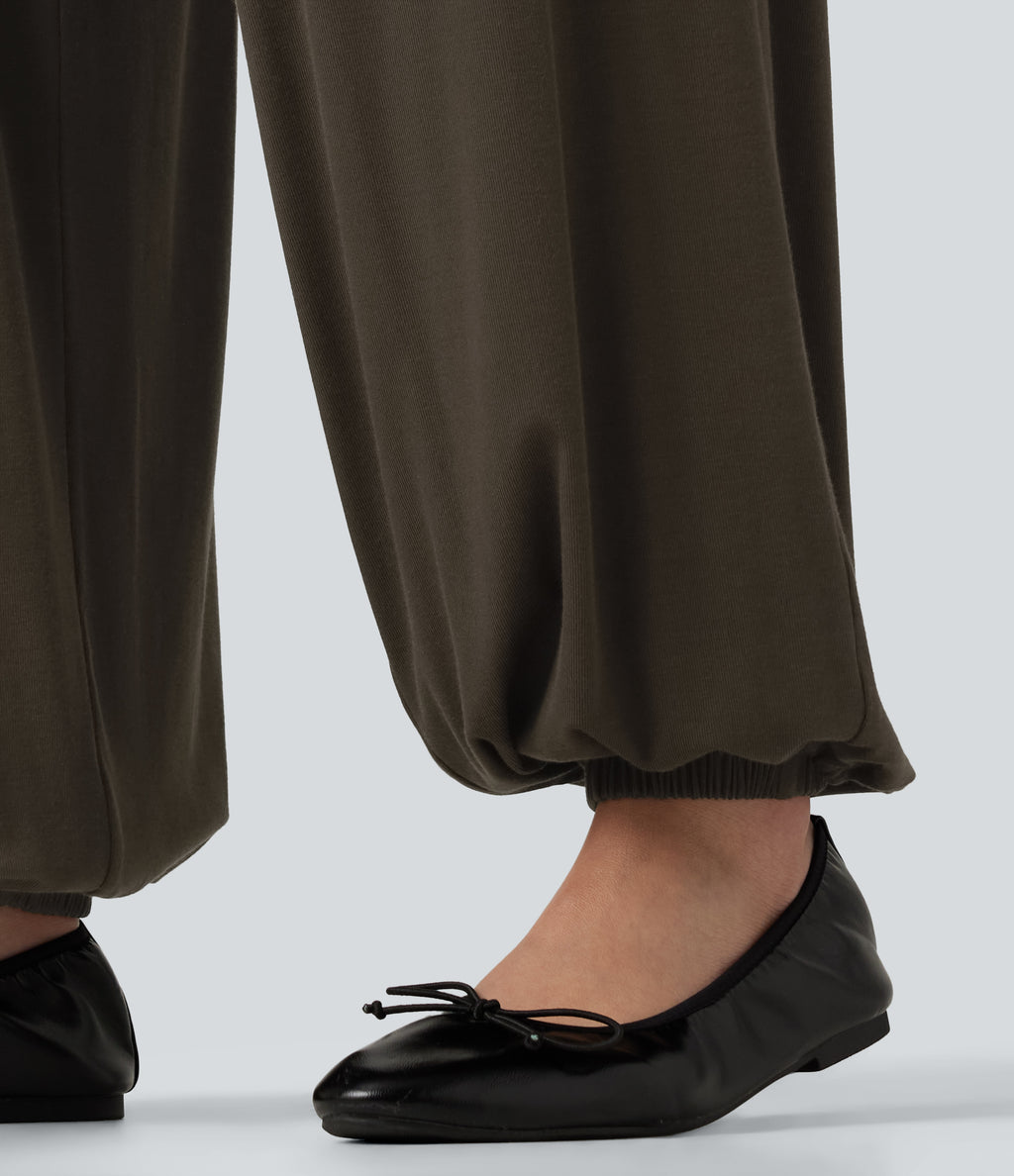 Mid Rise Casual Joggers with Pockets — Dark Earthy Brown — view 6