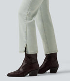 Mid Rise Straight Leg Casual Jeans with Pockets — Sunset Blue Denim — view 7