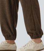 High Waisted Drawstring Tapered Corduroy Casual Trousers with Pockets — Rain Drum — view 7