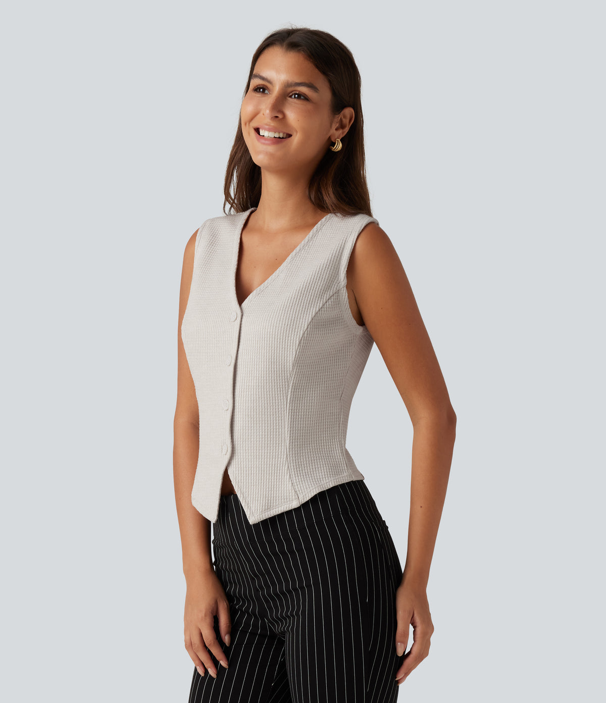 V Neck Waffle Work Vest — Wind Chime — view 3