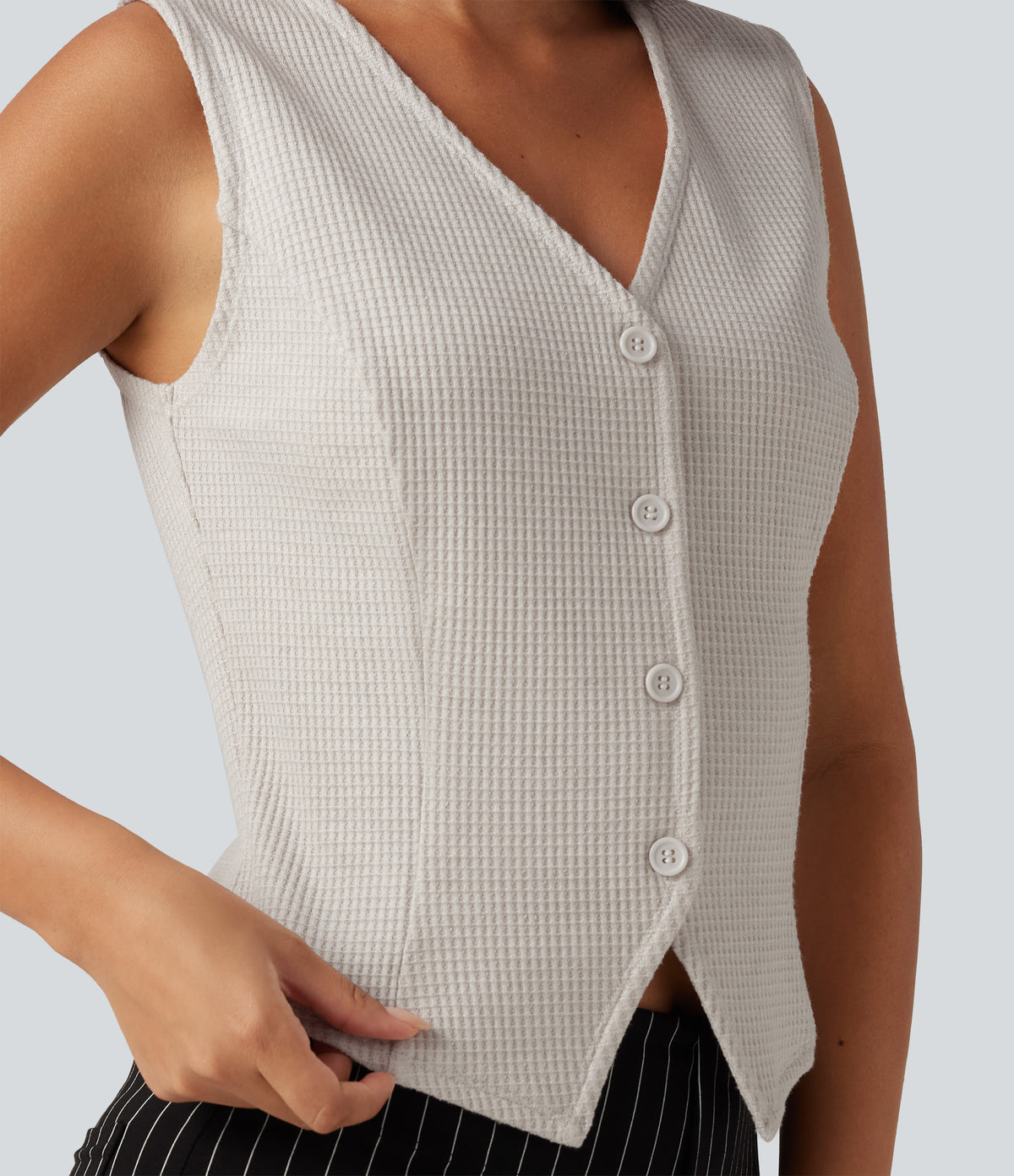 V Neck Waffle Work Vest — Wind Chime — view 5