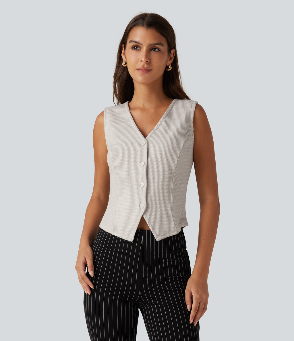 V Neck Waffle Work Vest — Wind Chime — view 4