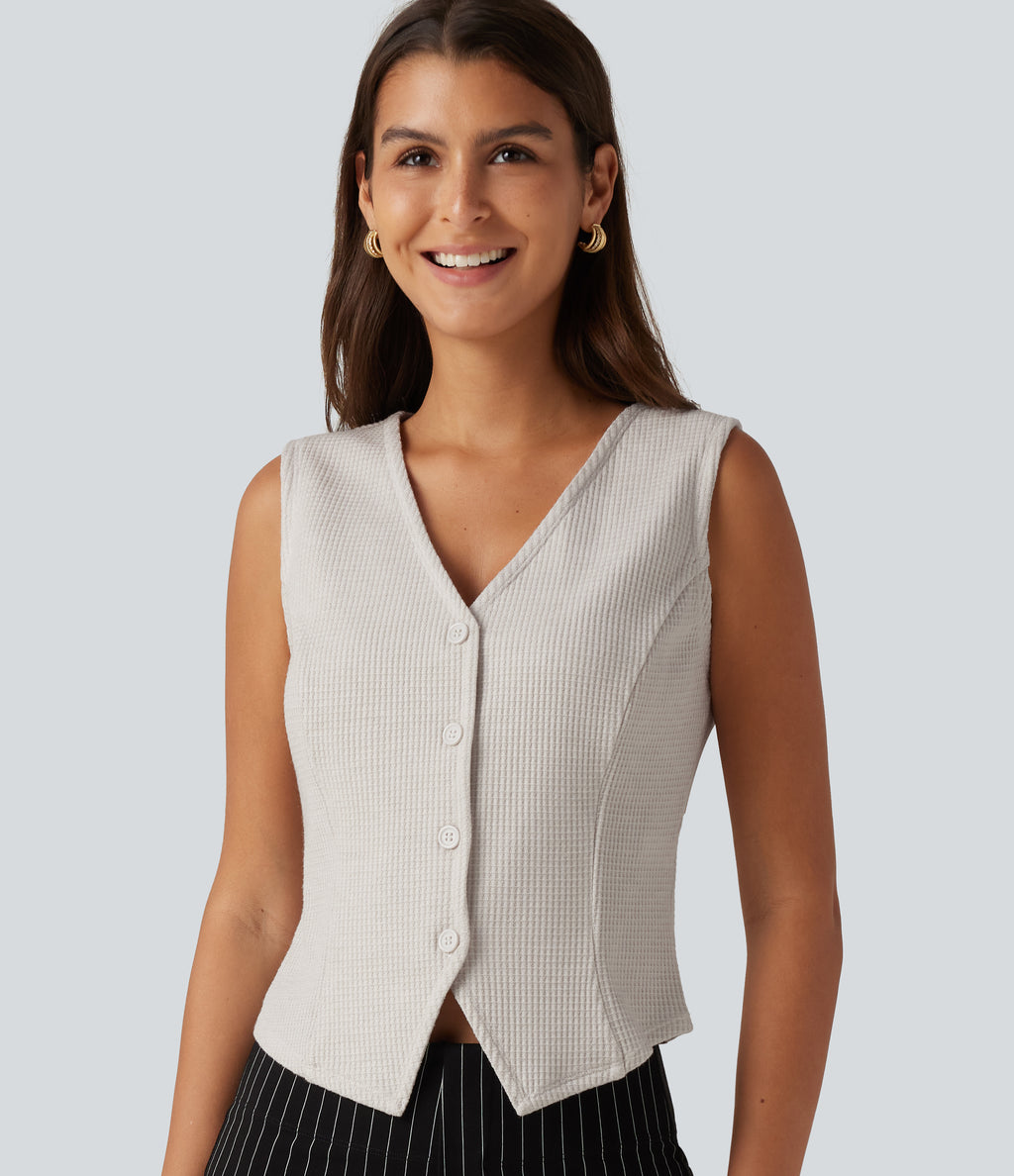 V Neck Waffle Work Vest — Wind Chime — view 1